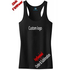 SHHFITWEAR CUSTOM Junior's Black shh Racerback Tank Top T-Shirt Black TOP-054